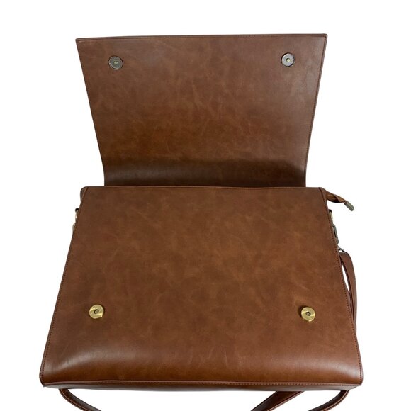 ECOSUSI Womens 15.6" Laptop Bag Briefcase Brown Vegan Leather Eyelets Bow EUC - Picture 4 of 8